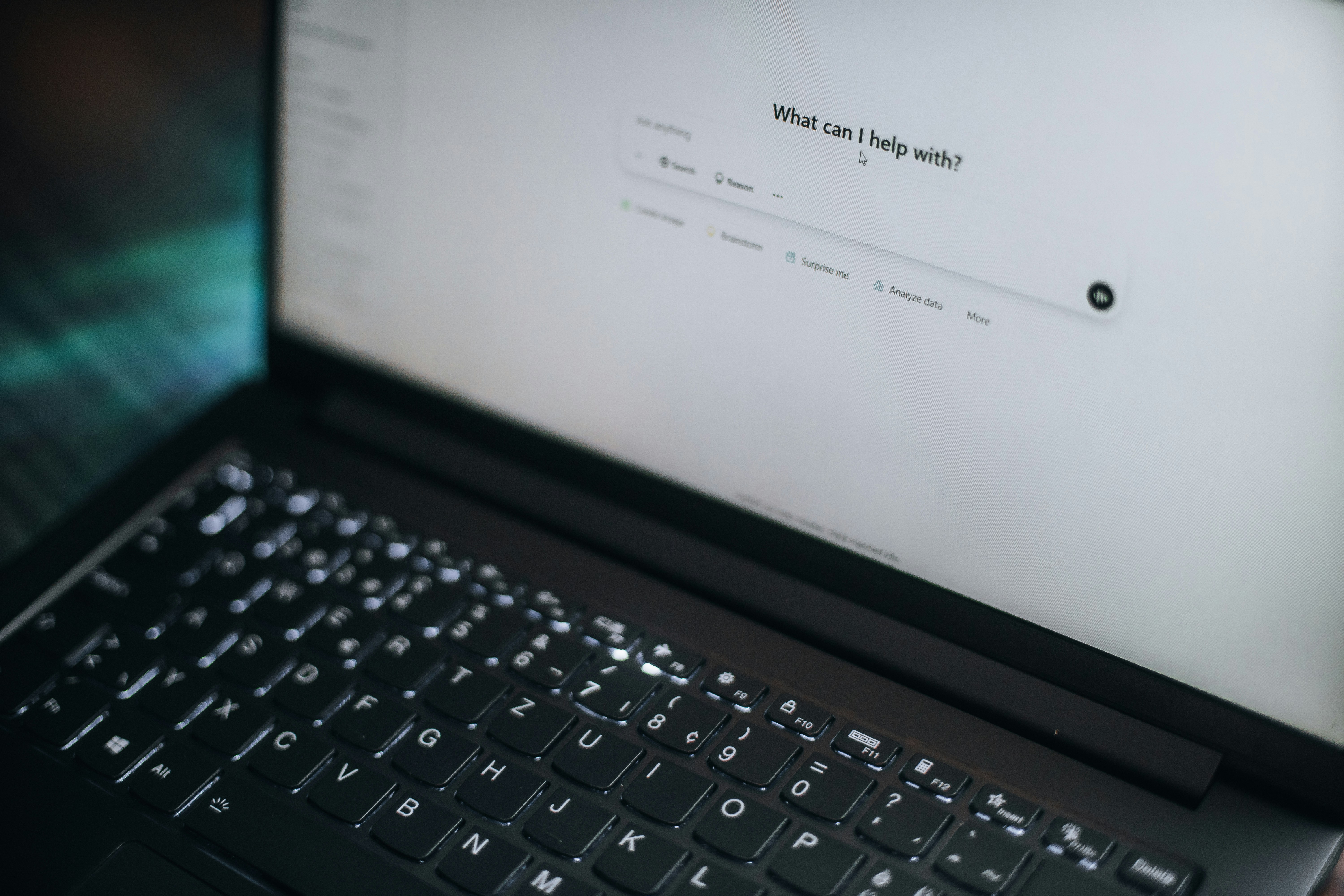 An AI chatbot interface displayed on a laptop screen.