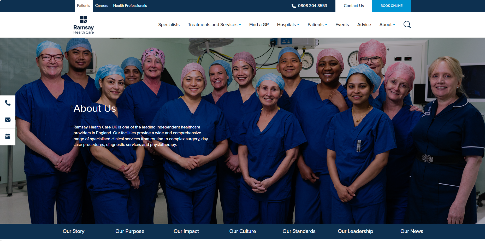 Screenshot of a Ramsay website, about us page showing a modern web design and user interface.