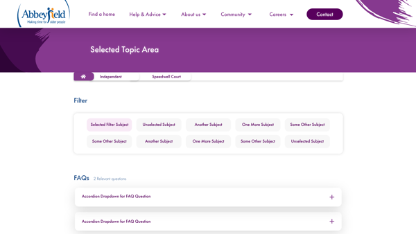 Screenshot of Knowledge Base Category Page showing a modern web design and user interface.