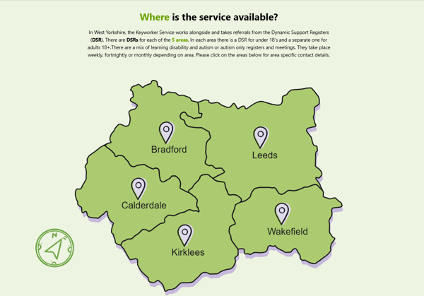 Screenshot of a website containing a map interface for viewing and exploring locations.