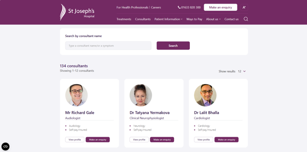 st josephs hospital consultants page screen shop