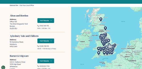 right at home find your local office page screen shot