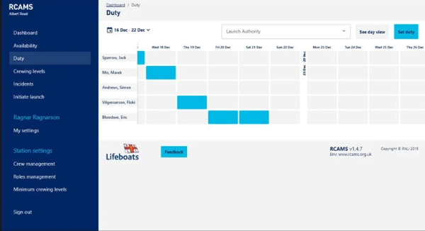 Timeline calendar screenshot