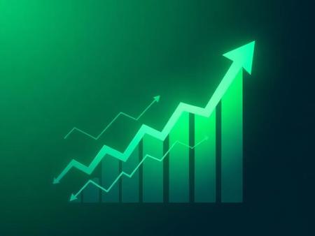 Upward trending graph icon representing growth, analytics, and performance increase
