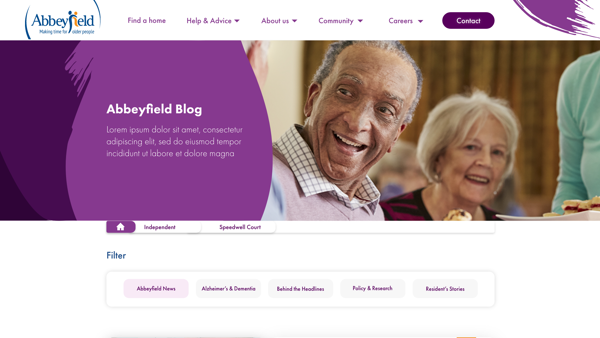 Screenshot of Knowledge Blog Page showing a modern web design and user interface.