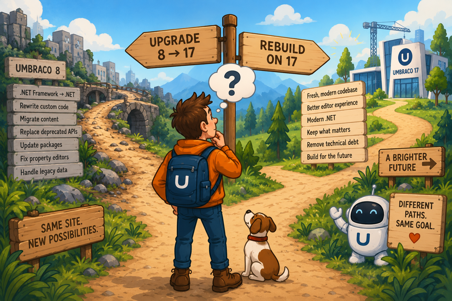Upgrading an Umbraco 8 website versus rebuilding on modern Umbraco 17.